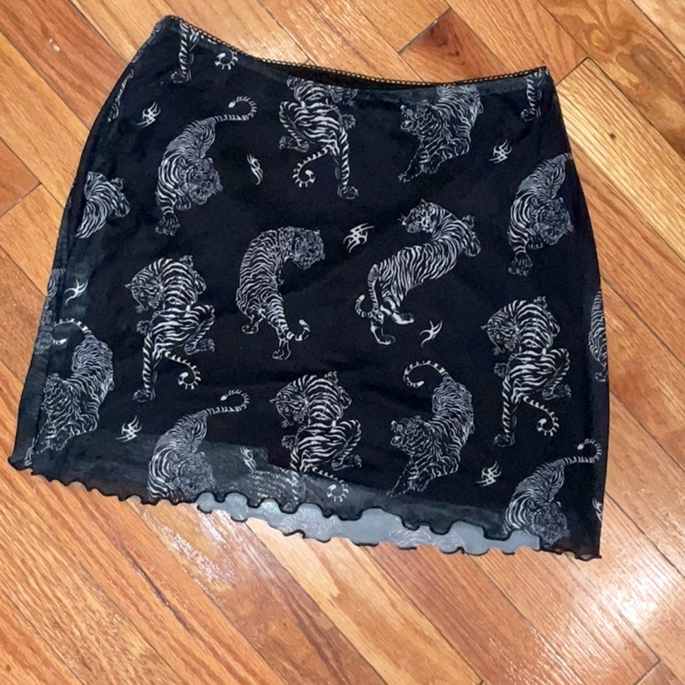 Tiger print mini body con skirt